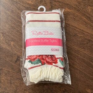 New Ruffle Butts Cream and Red Footless Tights